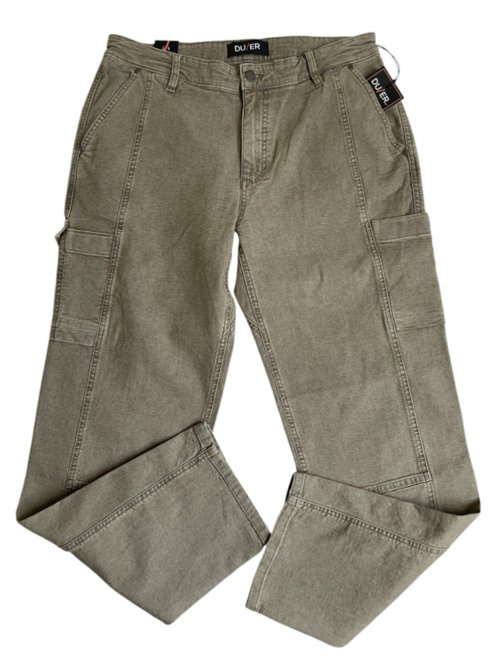 DU/ER Duer Stretch Canvas 7 Pocket Cargo Utility Pants Men 34X32 Olive Khaki NWT
